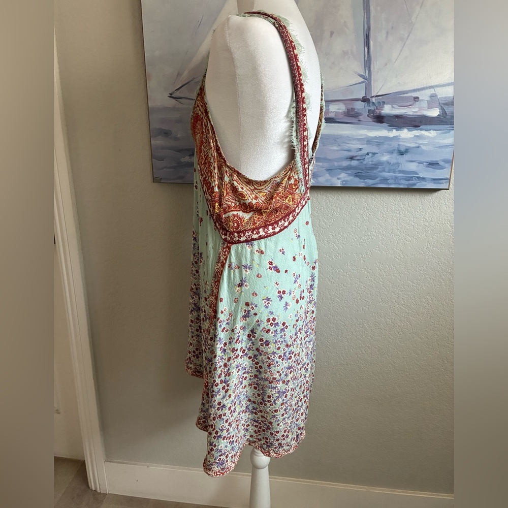 Free People Intimately East Willow Mint Multi Floral Lace-Trim V-Neck Mini Dress - Picture 6 of 8